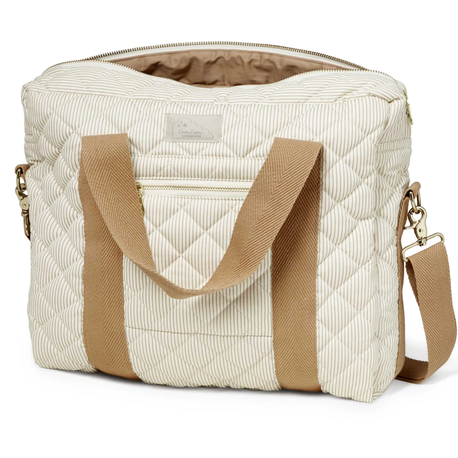 Large Quilted Baby Changing Bag - Classic Camel Stripes(Cam Cam Large Quilted Baby Changing Bag Classic Camel Stripes)
