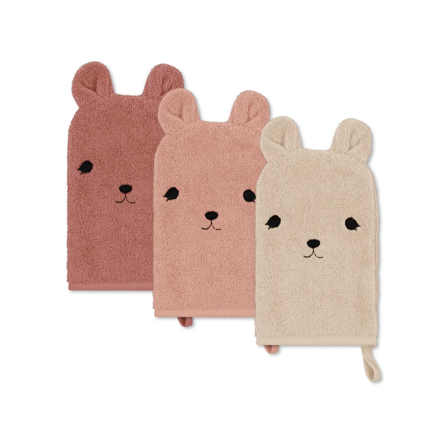 Washcloths - 3 Pack - Bear Rose(Konges Slojd Washcloths 3 Pack Bear Rose)