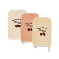 Washcloths - 3 Pack - Cherry(Konges Slojd Washcloths 3 Pack Cherry)