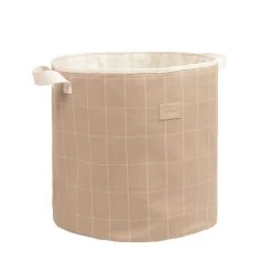Toy Storage Basket - Taupe Grid(Nobodinoz Toy Storage Basket Taupe Stripe)