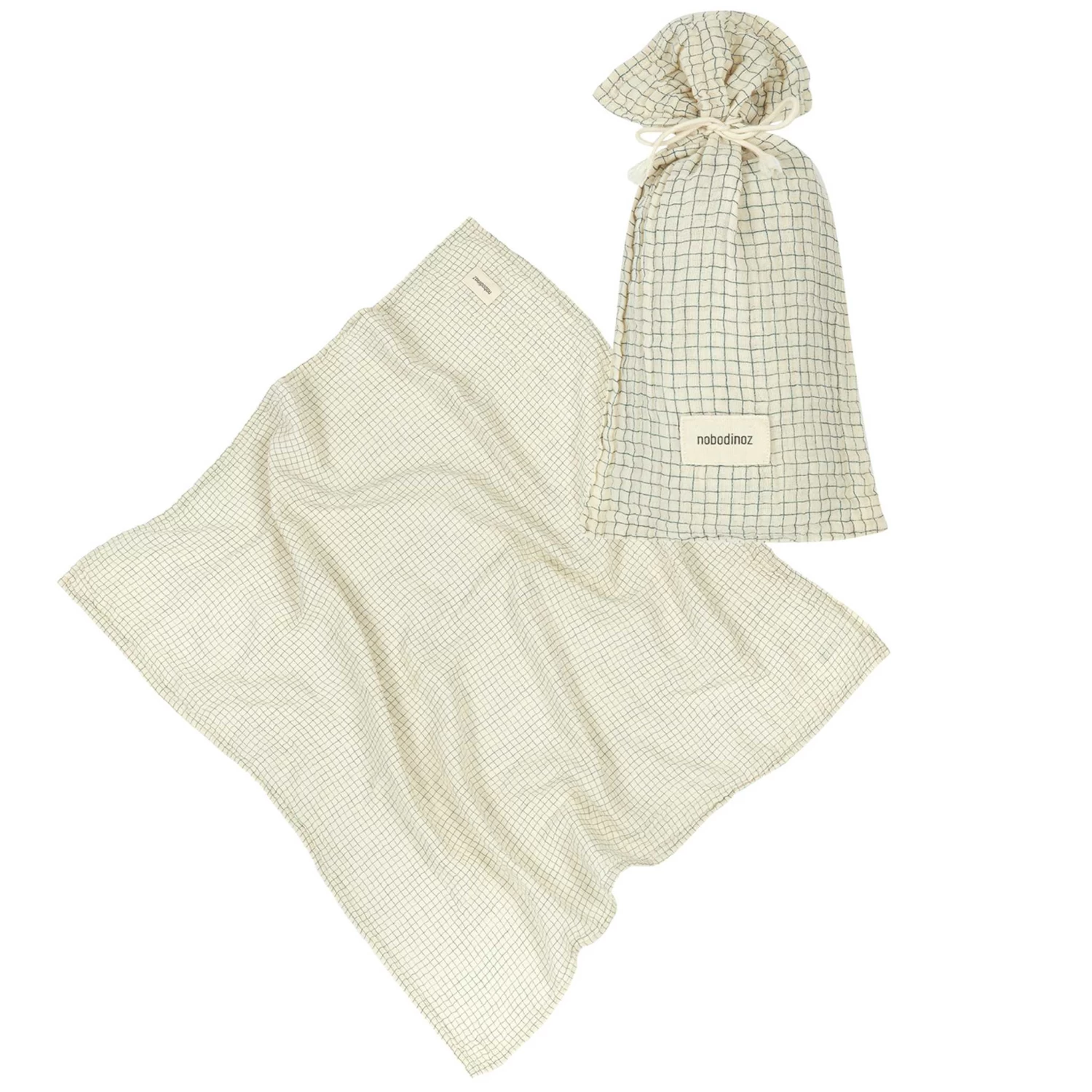 Wabi Sabi Gift Swaddle - Blue Grid(Nobodinoz Wabi Sabi Gift Swaddle Blue Grid)