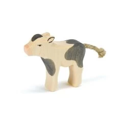 Wooden Black & White Calf Standing(Ostheimer Wooden Toy Black White Calf Standing)